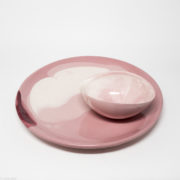 Playing with Pink plate extra large and medium bowl